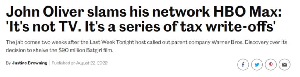 John Oliver Slams his network HBO Max