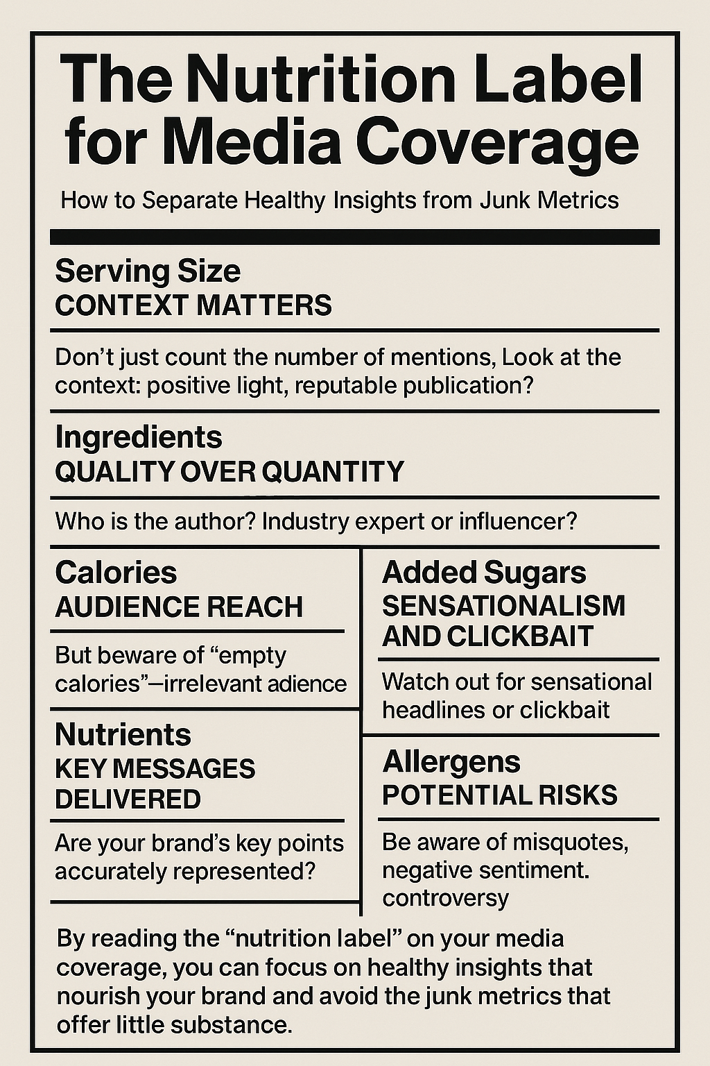 The Nutrition Lable for Media Coverage