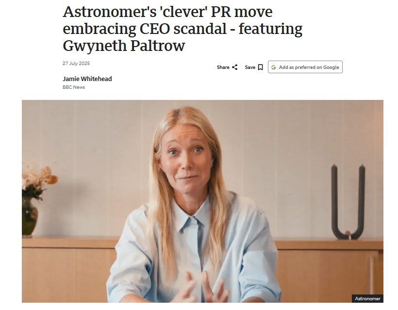 Astronomer's Clear PR Move